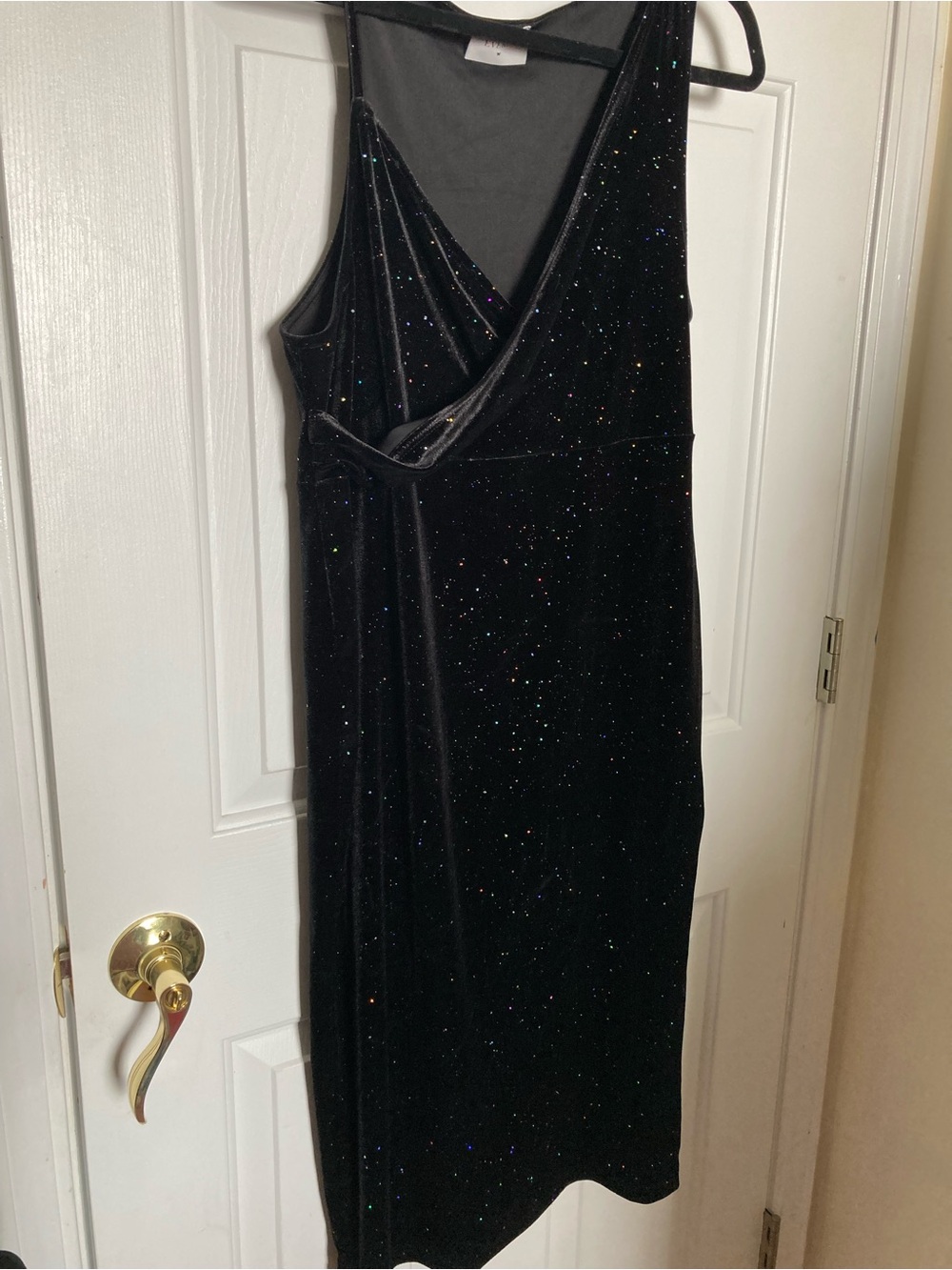 Everly Black Sparkle Velvet Midi Wrap Dress